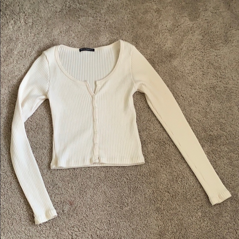 long sleeve cream brandy melville shirt